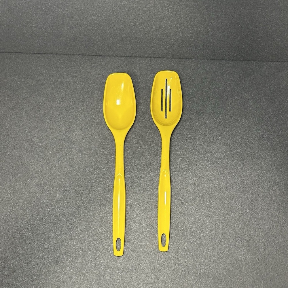 Vintage Foley Orange-Yellow Nylon Slotted & Solid‎ Serving Spoon Lot of 2 USA - Picture 3 of 5